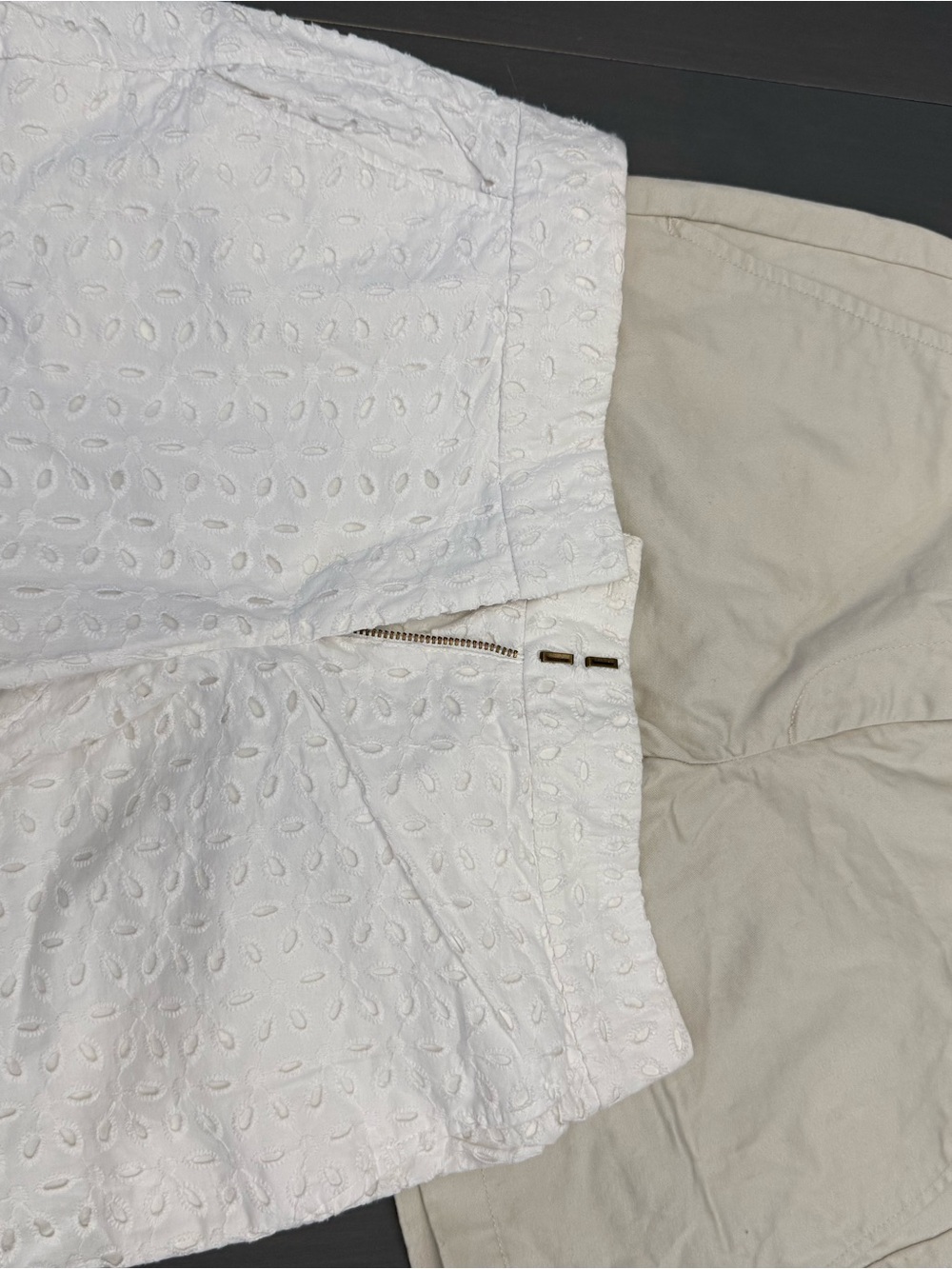 Vineyard Vines lot of 2 White Eyelet, tan khaki both size 2